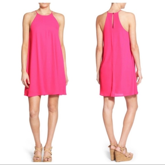 Everly High Neck Trapeze Pink Dress Size L - Picture 12 of 13